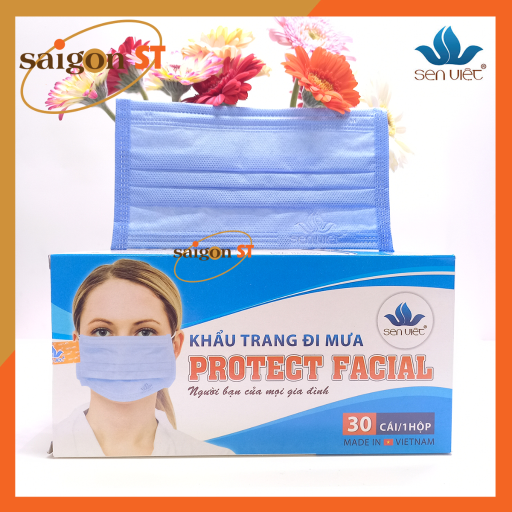 Protect Facial Sen Việt, hộp 30 cái, đóng gói riêng từng cái, không thấm nước.