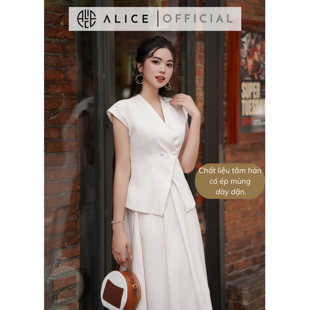 Set Váy Công Sở ALICE Áo Sơ Mi Tay Hến Phối Chân Váy Dáng Xòe Nhẹ Nhàng, Thanh Lịch S340