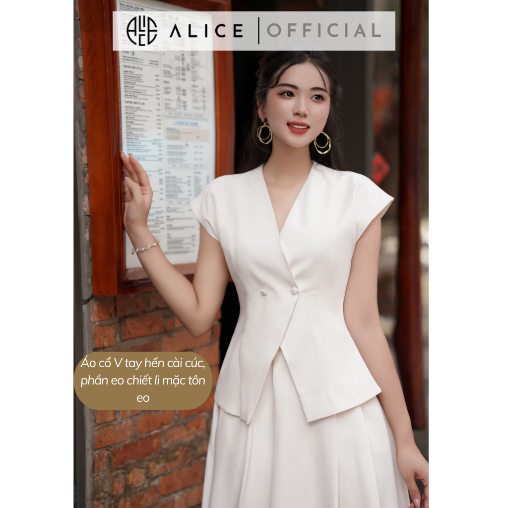 Set Váy Công Sở ALICE Áo Sơ Mi Tay Hến Phối Chân Váy Dáng Xòe Nhẹ Nhàng, Thanh Lịch S340