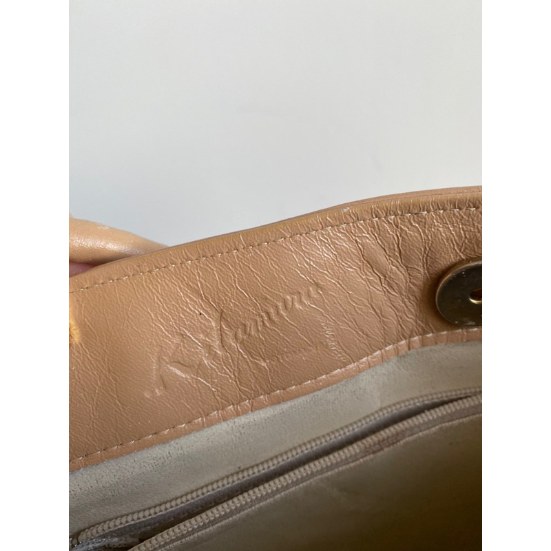 Túi công sở vintage Kitamura Nhật da thật màu kem - secondhand