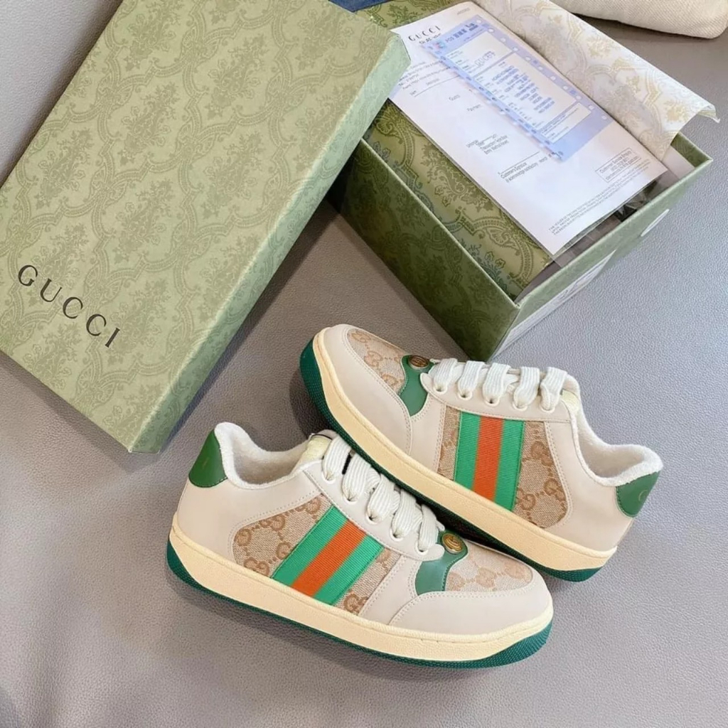 Giày Thể Thao Sneaker Gucci Sơn Tùng , Giày Gucci ACE Nam Nữ 2 Bản Xanh Hồng Đủ Size 36-43