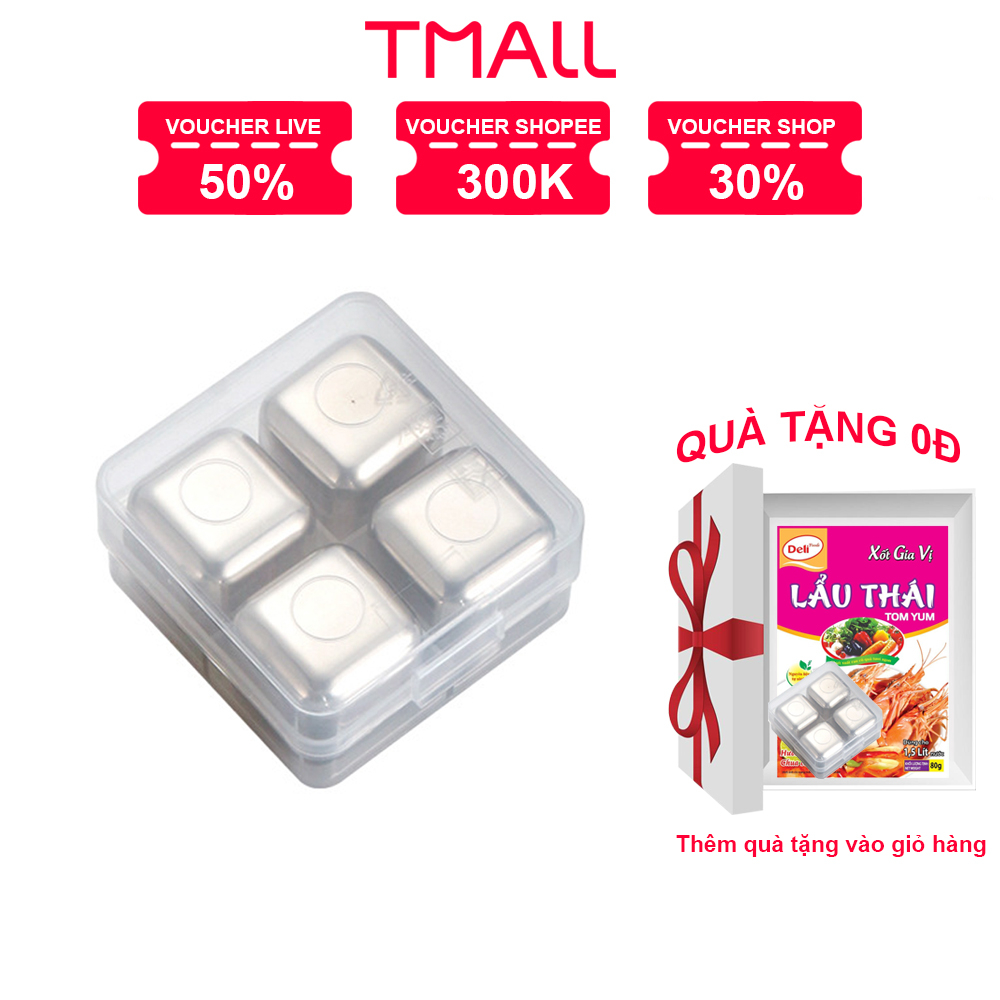 Set đá vĩnh cửu không tan lạnh sâu T MALL thép không gỉ 304 làm đá viên uống rượ u bi a - KJD01