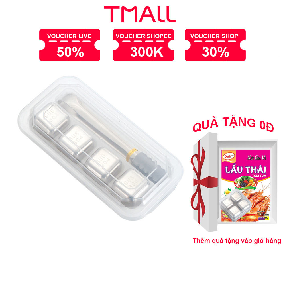 Set đá vĩnh cửu không tan lạnh sâu T MALL thép không gỉ 304 làm đá viên uống rượ u bi a - KJD01