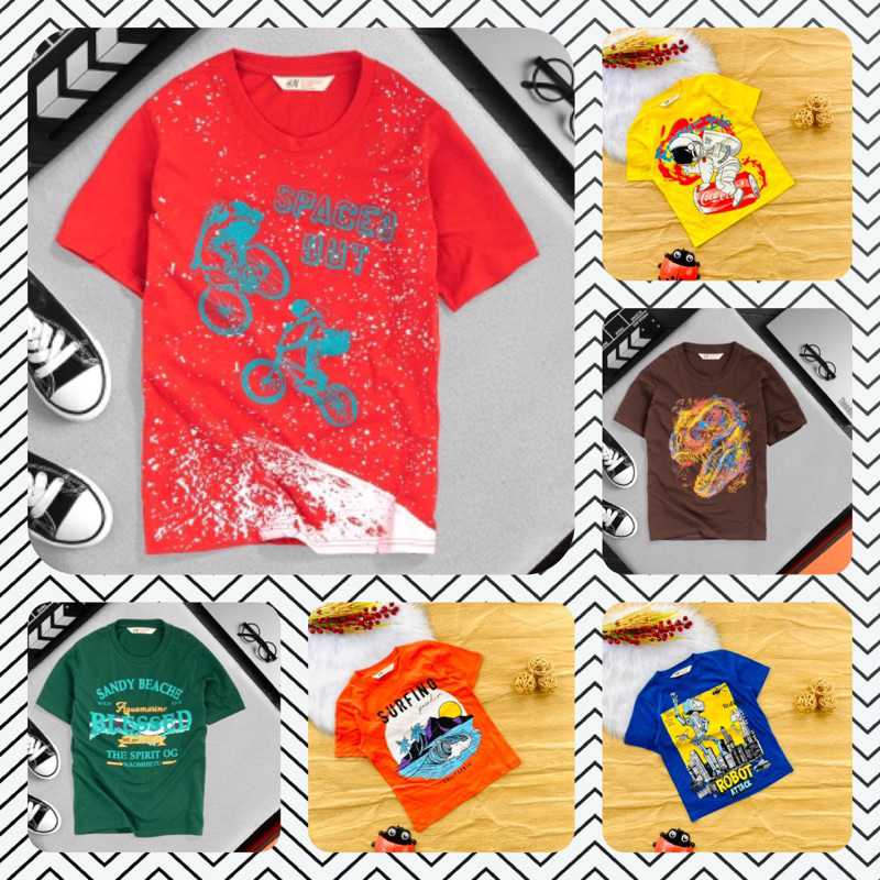 🦑 Áo cotton H&M xuất bé trai từ 17-55kg