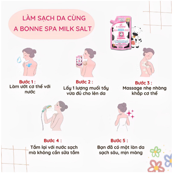 Muối Tắm Sữa Bò Tẩy Tế Bào Chết , Làm Sáng Da, Dưỡng Da Mịn Màng A Bonne Spa Salt Thái Lan 350g
