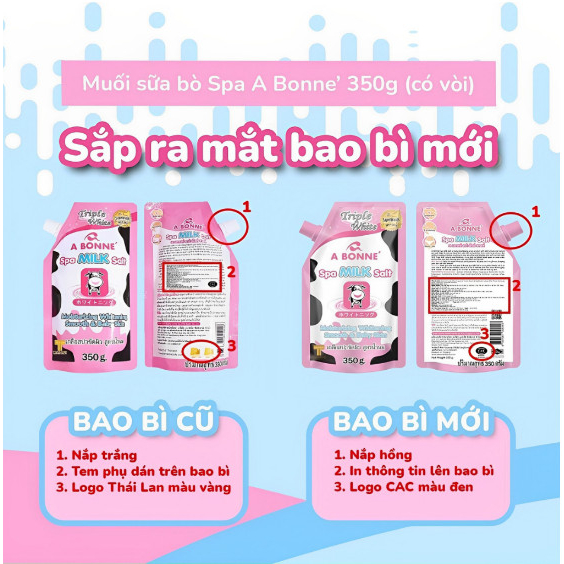 Muối Tắm Sữa Bò Tẩy Tế Bào Chết , Làm Sáng Da, Dưỡng Da Mịn Màng A Bonne Spa Salt Thái Lan 350g