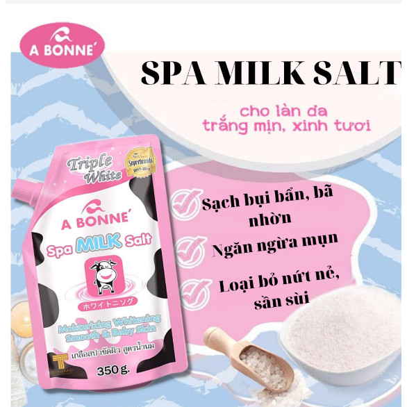 Muối Tắm Sữa Bò Tẩy Tế Bào Chết , Làm Sáng Da, Dưỡng Da Mịn Màng A Bonne Spa Salt Thái Lan 350g