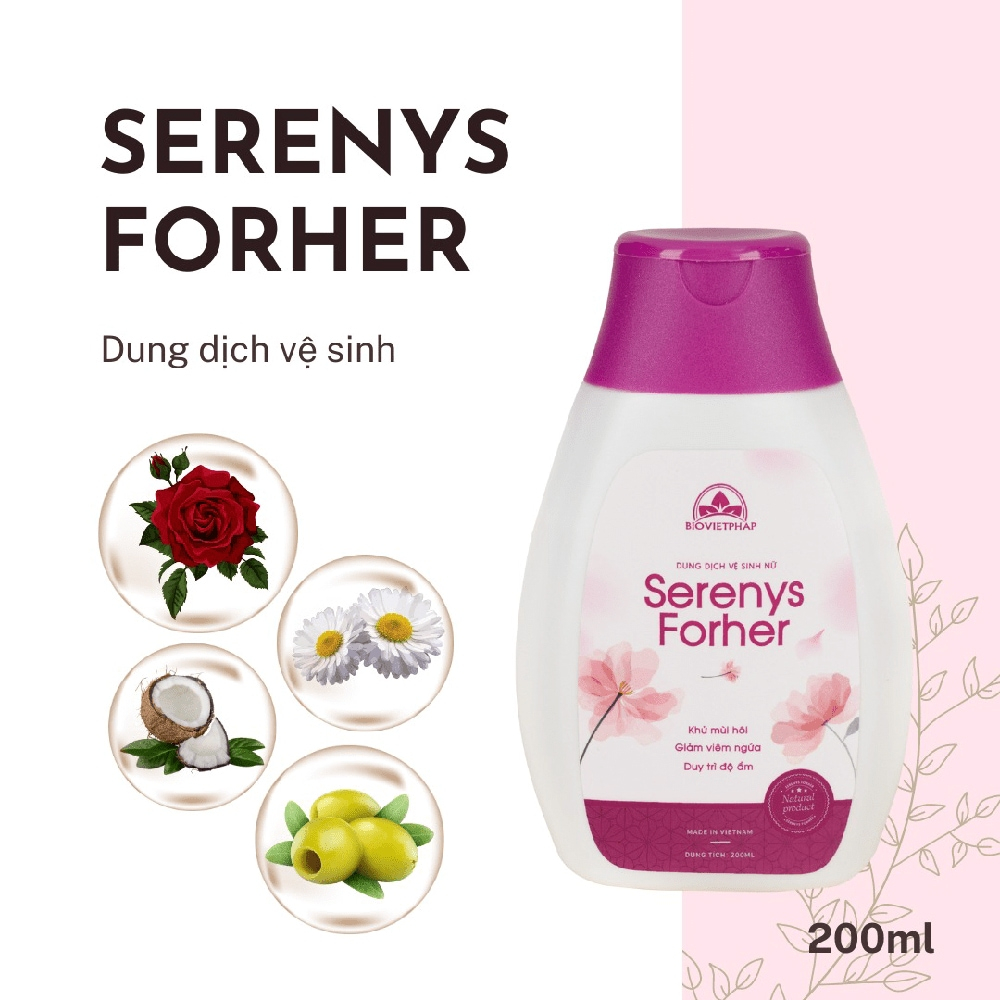 Dung Dịch Vệ Sinh Phụ Nữ Serenys Forher - Làm Sạch Nhẹ Nhàng, Khử Mùi, Cân Bằng pH Vùng Kín (Hộp 200ml)