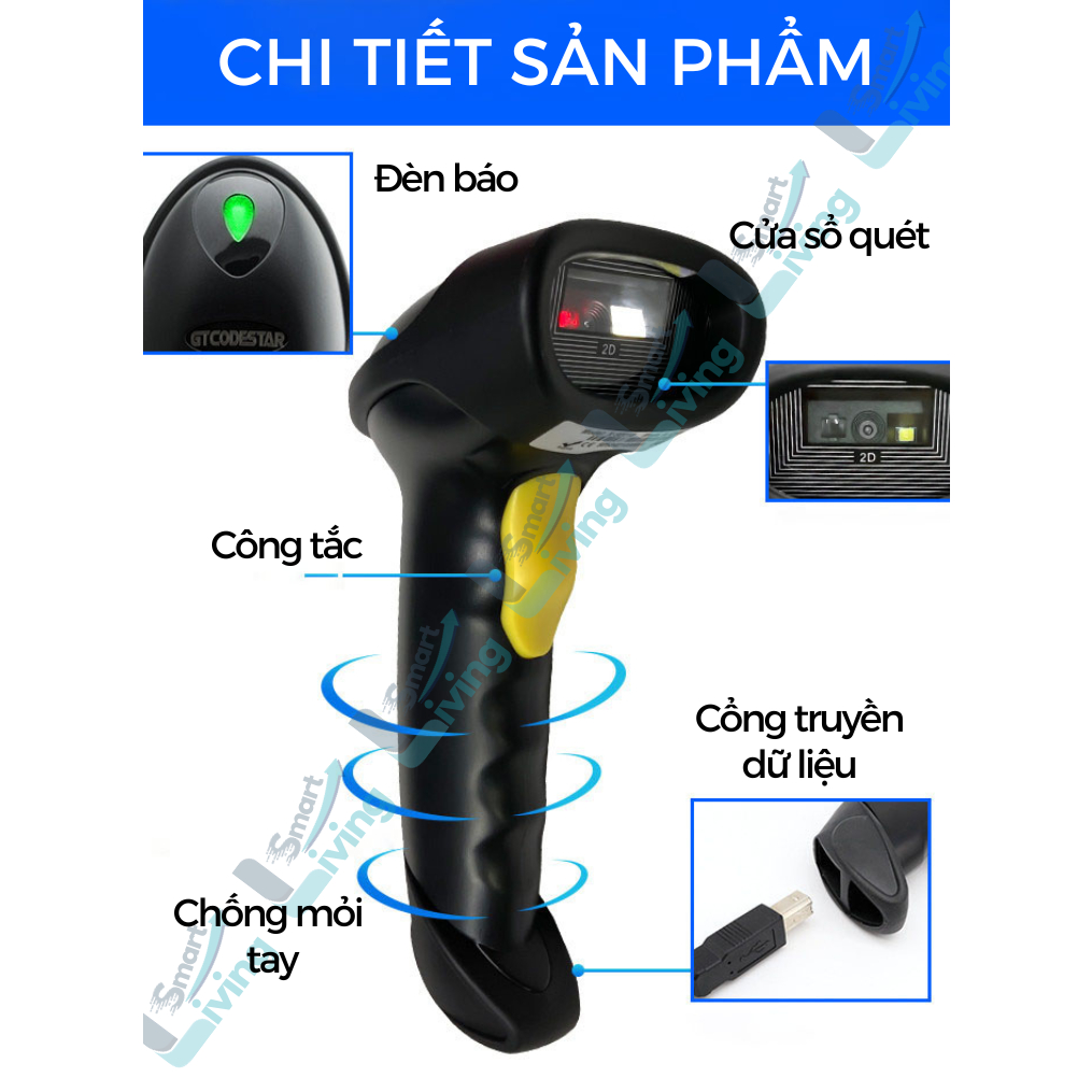 Máy Quét Mã Vạch KAW Bluetooth 5.0 không dây giúp quét mã vạch 1D nhanh chuẩn chính xác