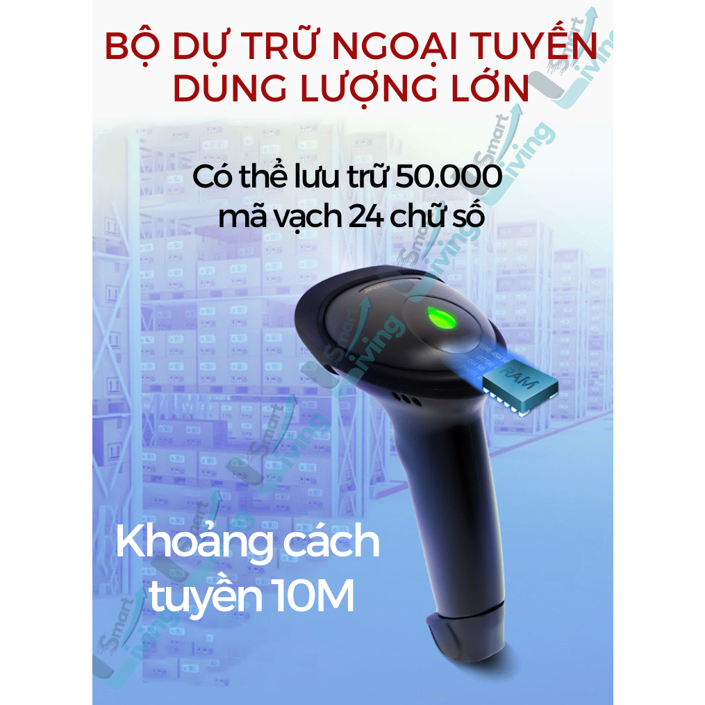 Máy Quét Mã Vạch KAW Bluetooth 5.0 không dây giúp quét mã vạch 1D nhanh chuẩn chính xác