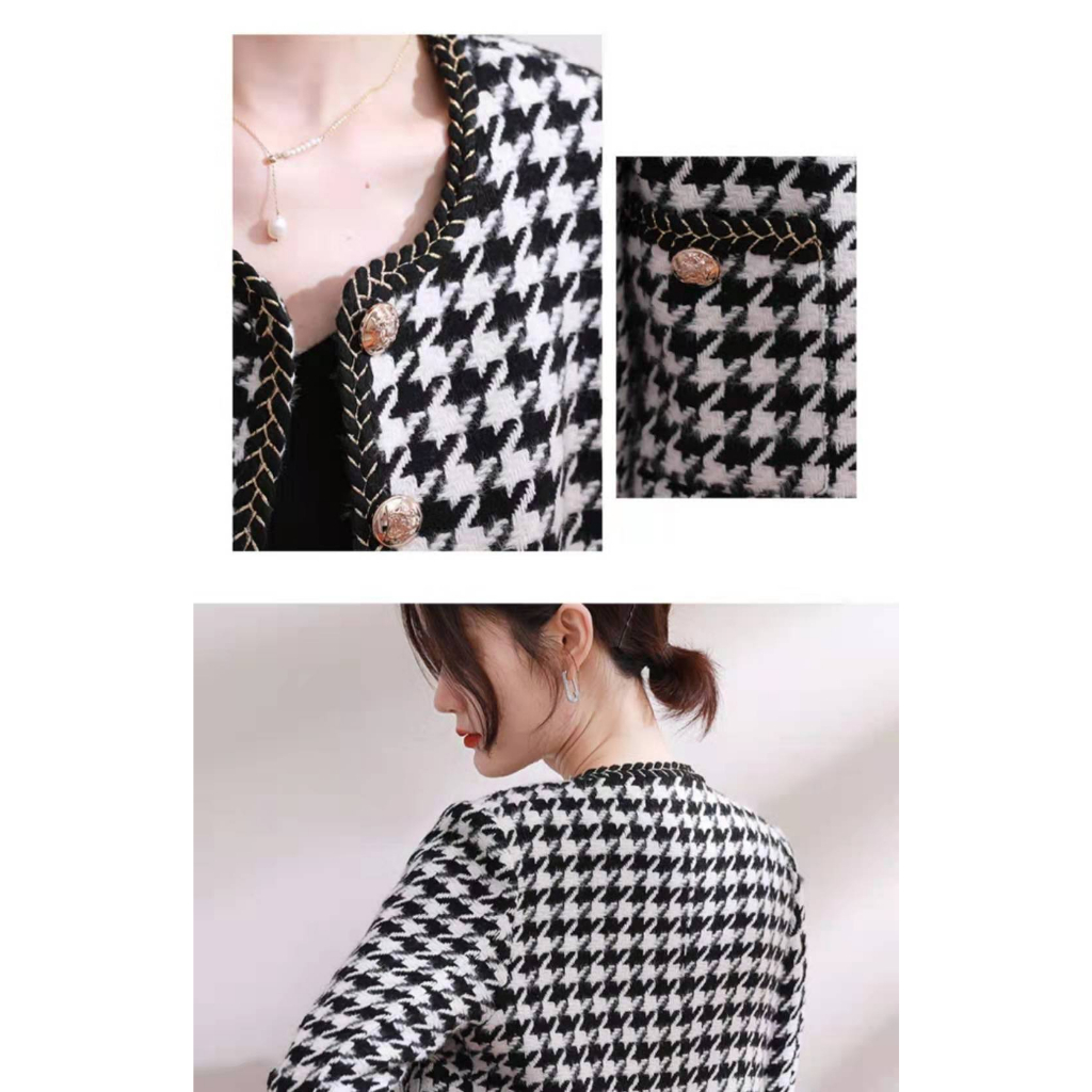 Áo khoác dạ tweed Forgirlstudio dáng ngắn tiểu thư sang trọng F162