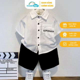 Set đồ bé trai áo sơ mi trắng và quần short ngắn KUP thời trang trẻ em phong cách Hàn Quốc cho bé 1-7 tuổi (9-24kg)