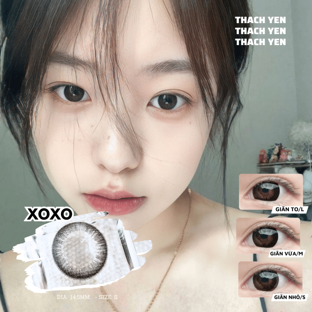 Lens Mắt Xoxo Đen Tự Nhiên giãn vừa - 0-10 độ kính áp tròng