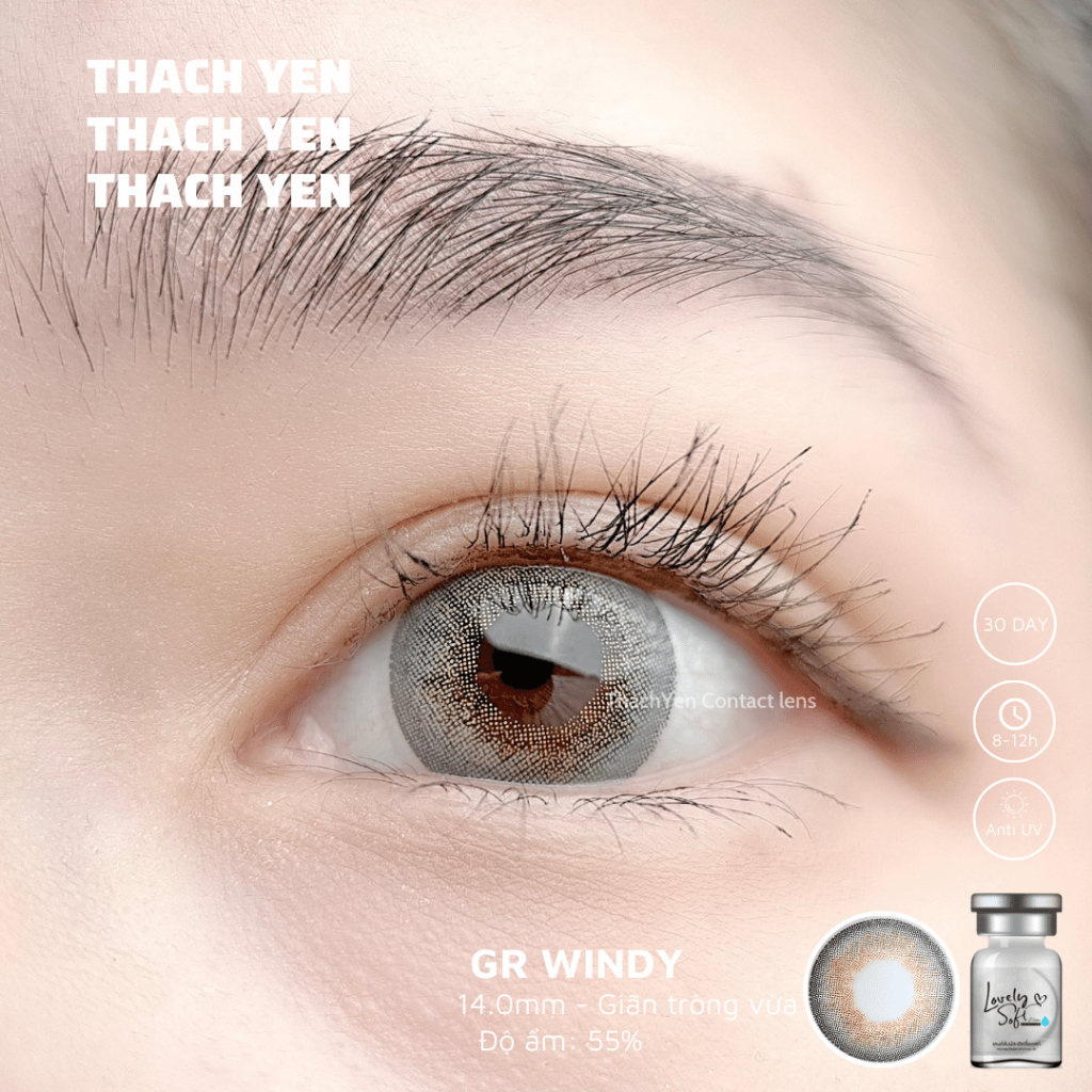 Lens Mắt Windy Xám Tây giãn vừa - 0-10 độ kính áp tròng