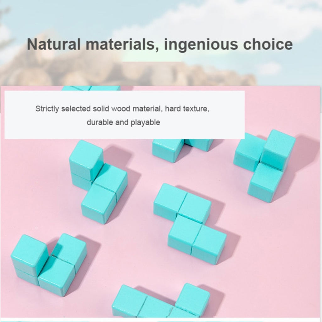 Khối Gỗ Tạo Hình 3D, Trò Chơi Giải Đố Puzzle, Đồ chơi hình khối Montessori
