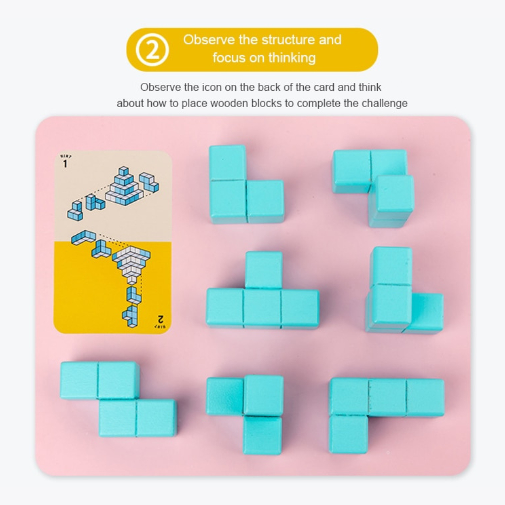 Khối Gỗ Tạo Hình 3D, Trò Chơi Giải Đố Puzzle, Đồ chơi hình khối Montessori