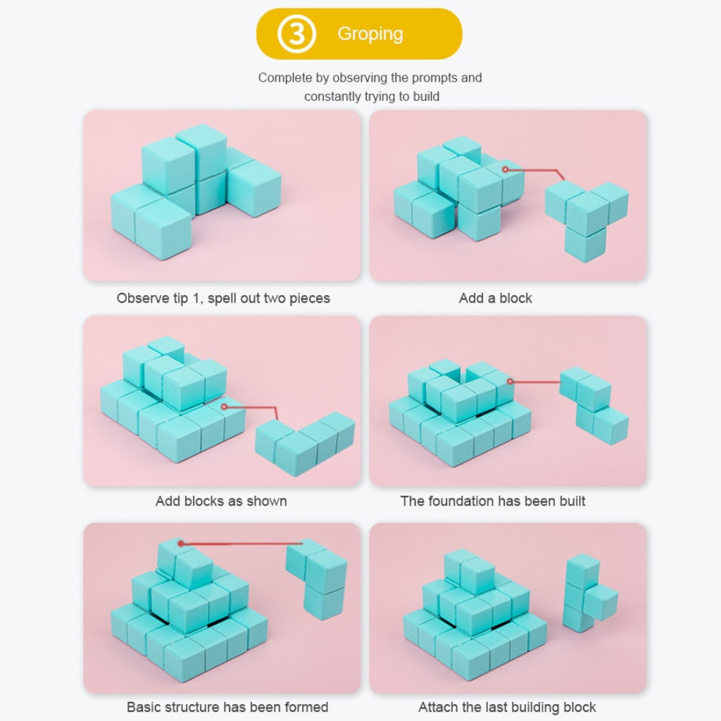 Khối Gỗ Tạo Hình 3D, Trò Chơi Giải Đố Puzzle, Đồ chơi hình khối Montessori
