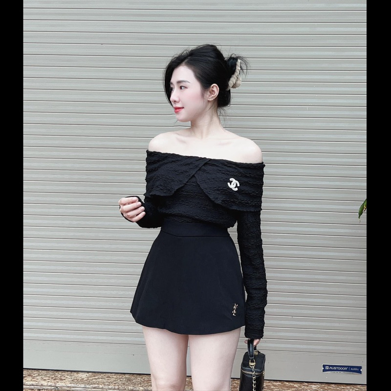 Áo trễ vai  chaneoo mặc sang chảnh ôm dáng siêu đẹp