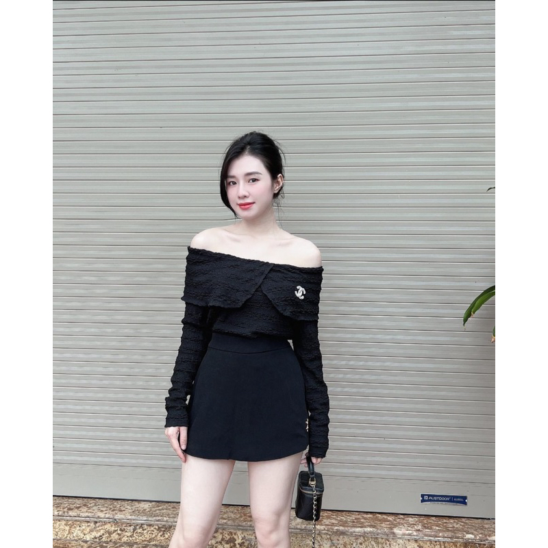 Áo trễ vai  chaneoo mặc sang chảnh ôm dáng siêu đẹp