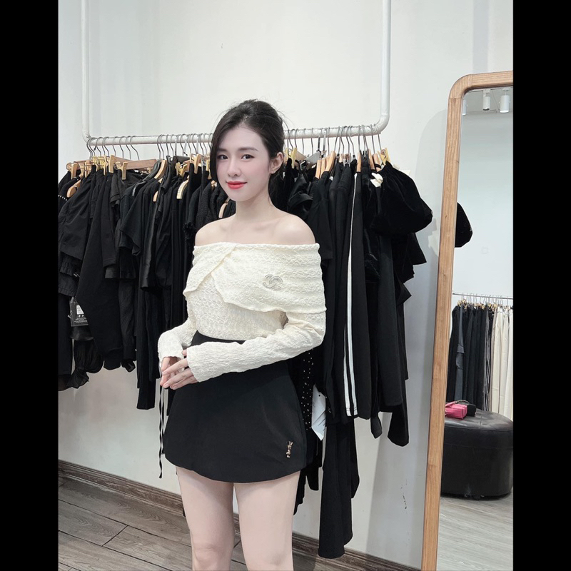 Áo trễ vai  chaneoo mặc sang chảnh ôm dáng siêu đẹp