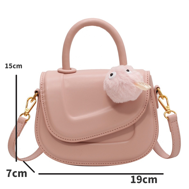 Túi Xách Đeo Vai Hình Vuông Cỡ Nhỏ da pu Dây đeo di động có thể tháo rời Túi xách nữ đeo chéo kèm bóng bông