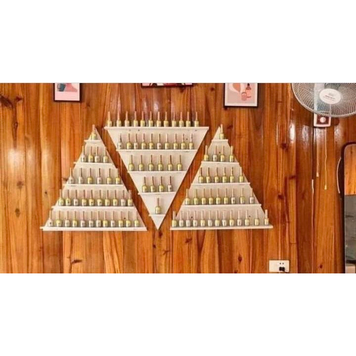 KỆ nail Tam giác 5 tầng MÀU TRẮNG để sơn nail - trang trí phòng nail, Spa hoặc cửa hàng nước hoa mini
