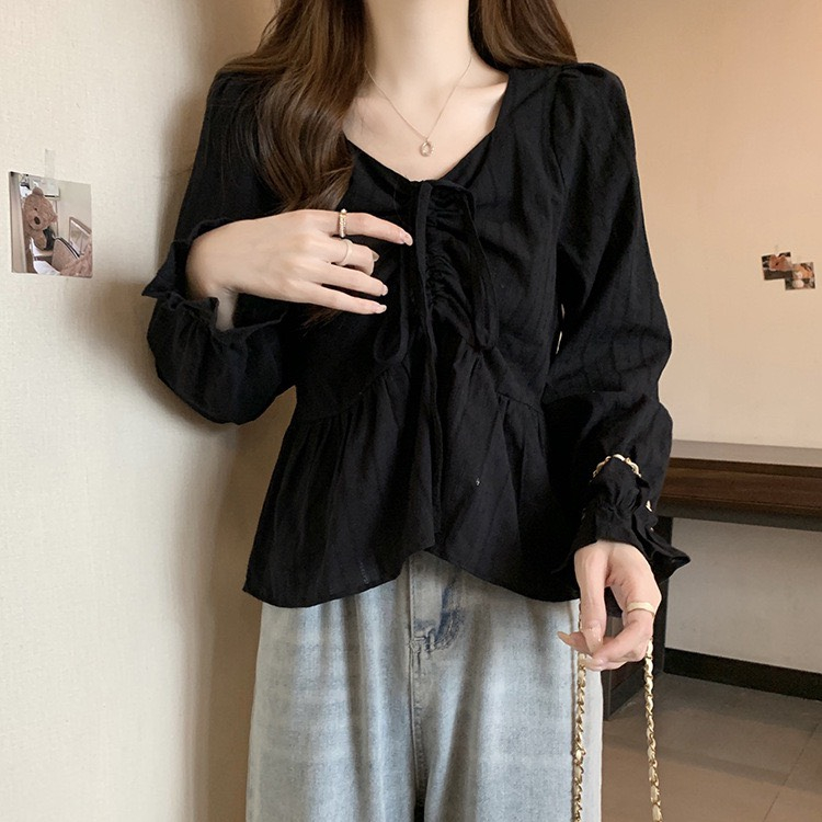 Áo BIGSIZE dài tay rút ngực M5901 55-95KG