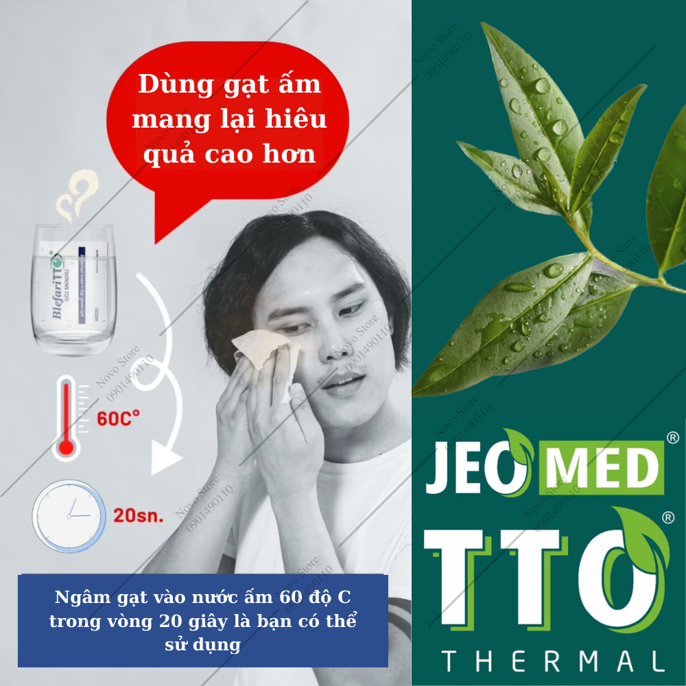Gạc Lau Mi Mắt TTO Swab Thermal chính hãng, nhập khẩu châu Âu giúp loại bỏ bụi bẩn, bã dầu, hạn chế viêm bờ mi...