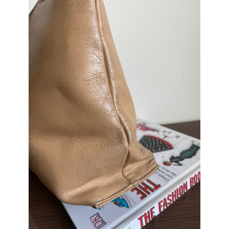 Túi công sở vintage Kitamura Nhật da thật màu kem - secondhand