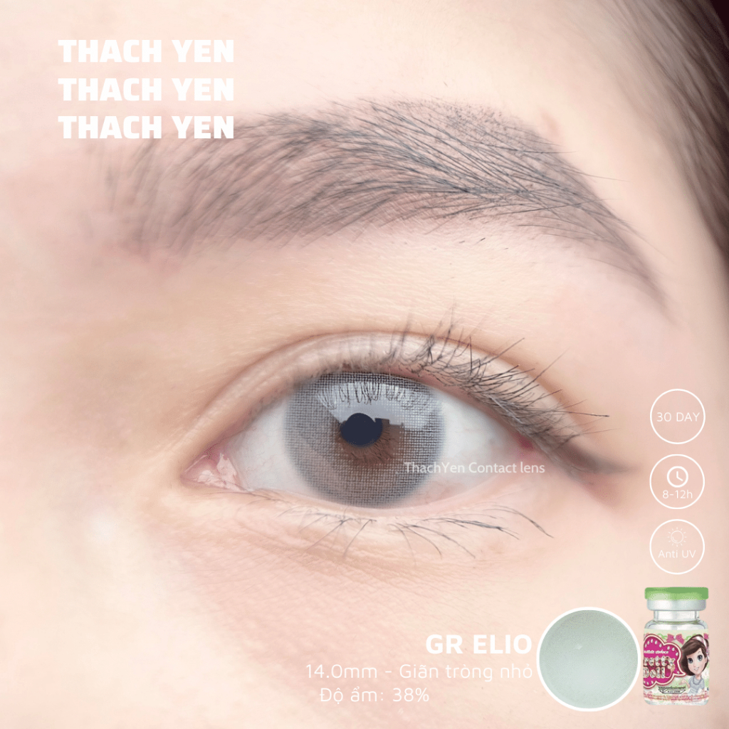 Lens Mắt Elio Xám Tây Nhẹ giãn nhỏ - 0-10 độ kính áp tròng