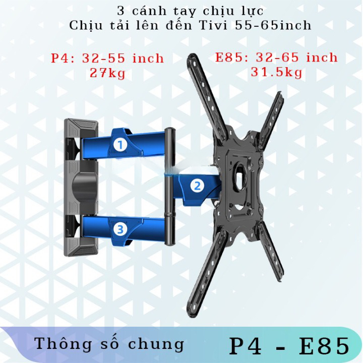 Giá treo tivi xoay đa năng NB P4 32 - 55 inch / E85 32 - 65 Inch ErgoTek- Khung Giá Treo Tivi Góc Tường Tiện Lợi