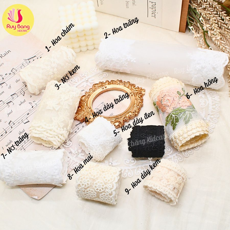 Ren thêu hoa cao cấp dùng làm nơ kẹp tóc, nơ trang trí....link 2