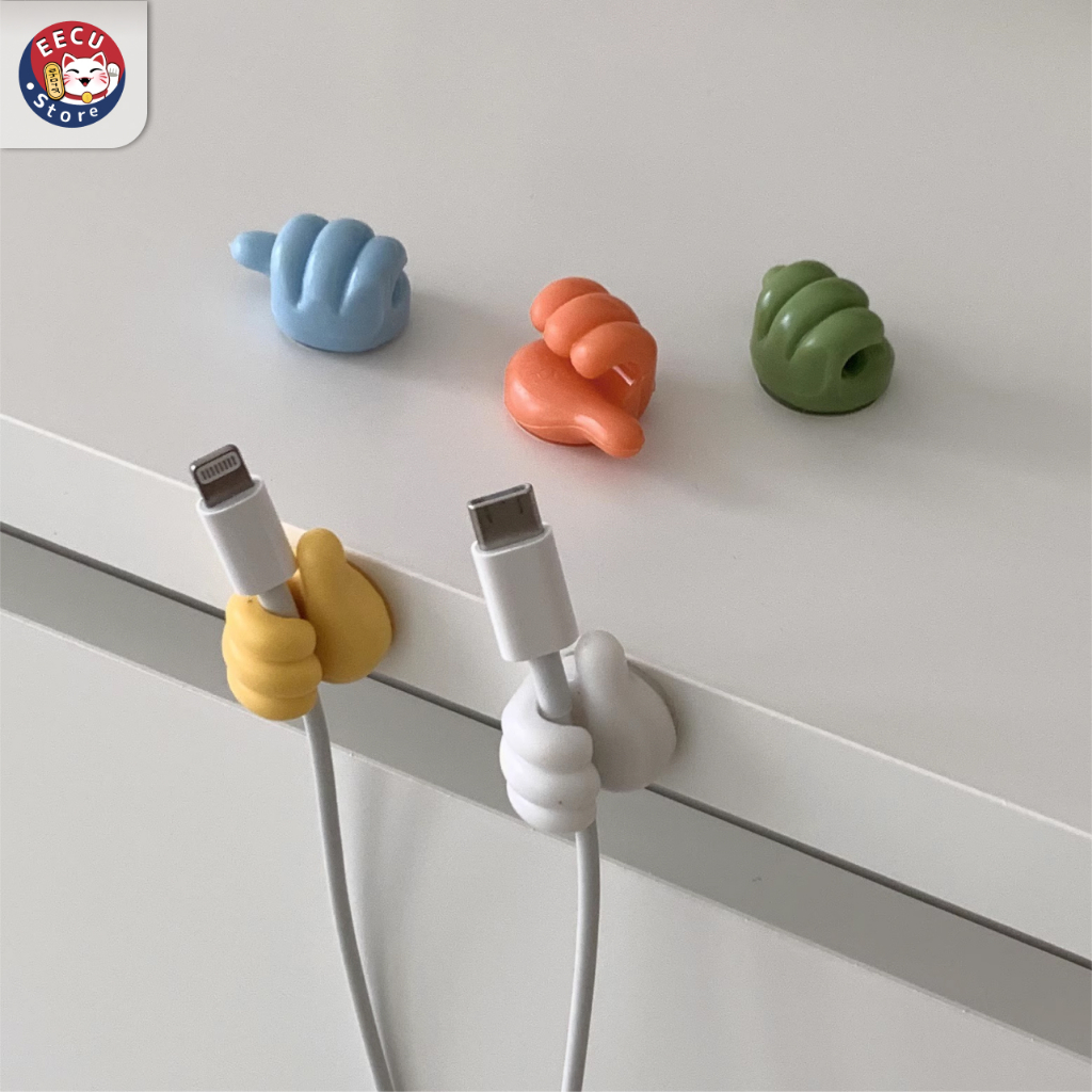 Móc treo dây cáp sạc, Móc dán tường treo đồ, kẹp giữ cáp sạc hình bàn tay độc đáo - Eecu Store