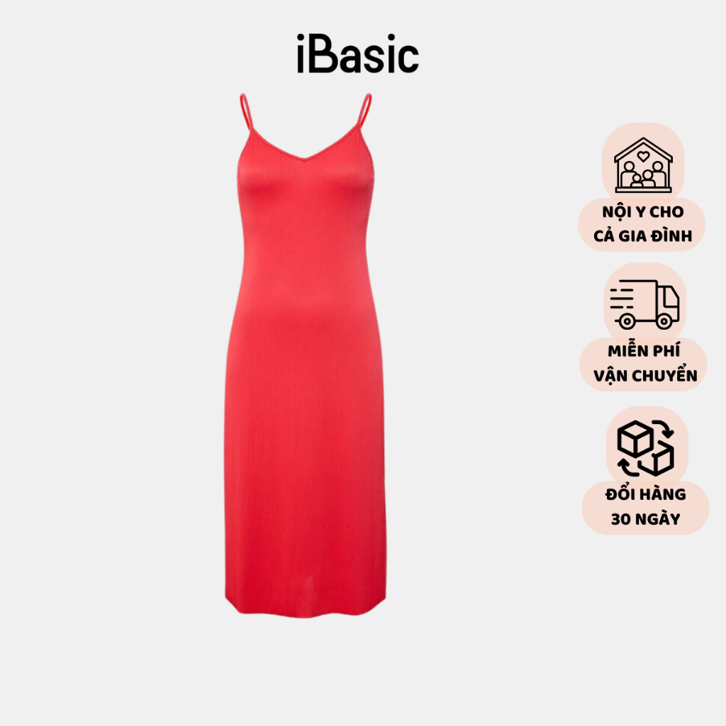 Đầm ngủ nữ hai dây lưng mở U iBasic SW061