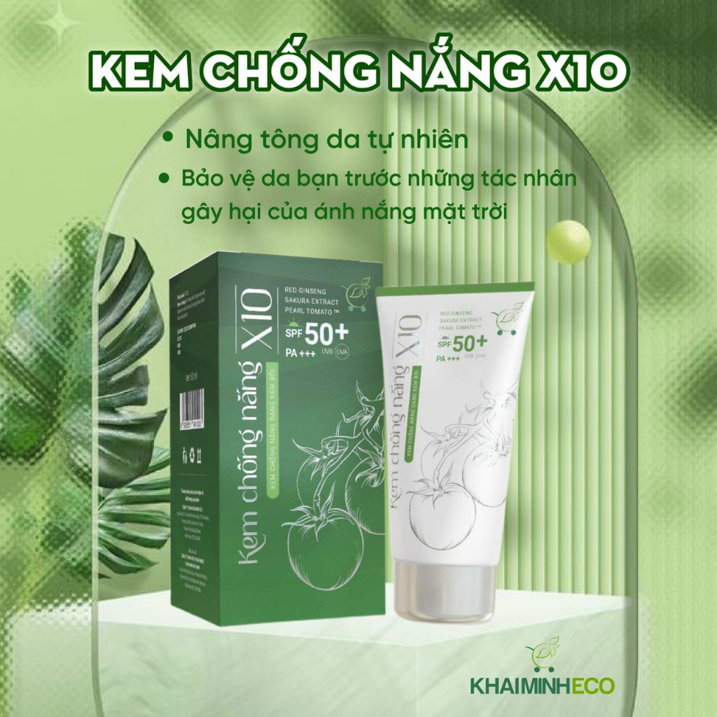 Kem chống nắng X10 lâu trôi làm sáng da SPF50+ PA+++