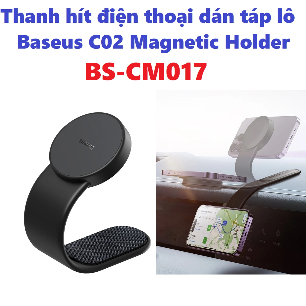 Giá đỡ nam châm hít thanh hít điện thoại dán táp-lô có thể uốn cong Baseus C02 Magnetic holder BS-CM017