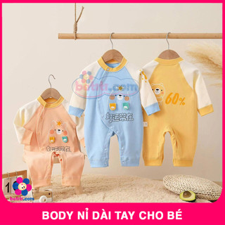 Body Dài Tay Chất Nỉ Cotton Có Cúc Cài Cho Bé Sơ Sinh