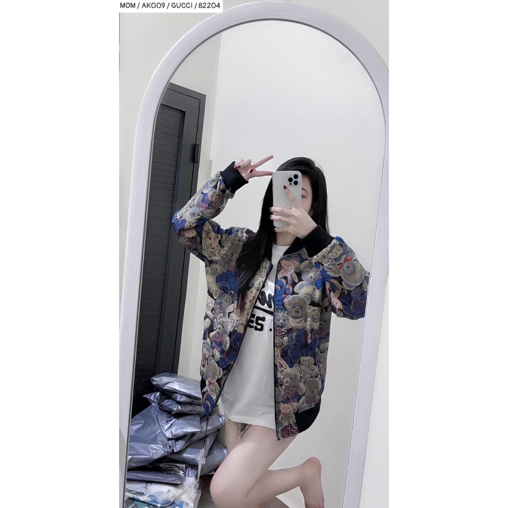 Áo Khoác bomber gấu chất gấm bò 2 lớp cao cấp