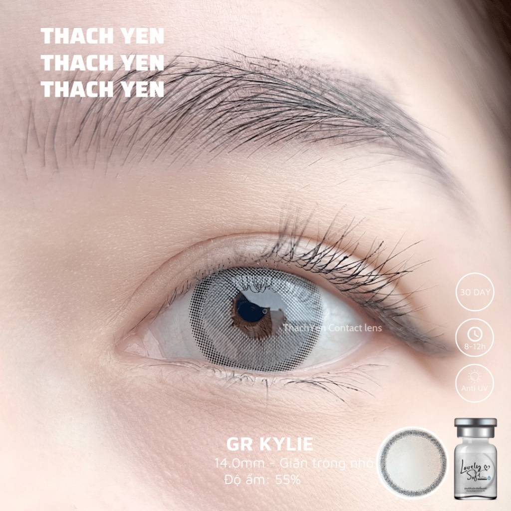 Lens Mắt Kylie Xám Tây Nhẹ giãn vừa - 0-10 độ kính áp tròng