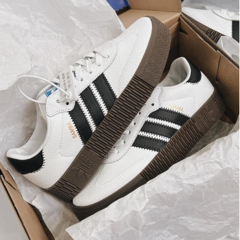 Giày Adidas Samba đế nâu nam nữ, giày Samba đế cao bản cao cấp Trung full phụ kiện
