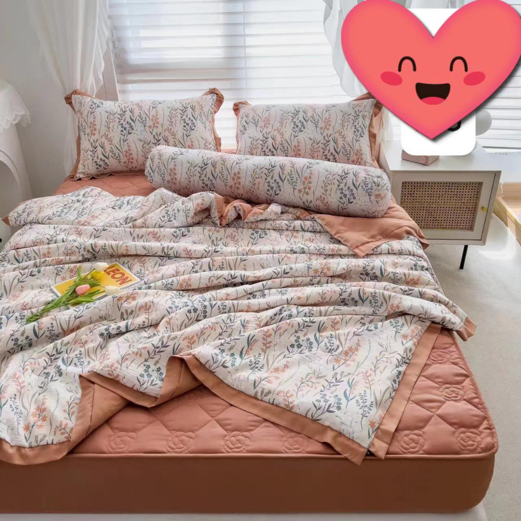 Bộ chăn ga gối cotton đũi sốp Happy Drap Phối Màu