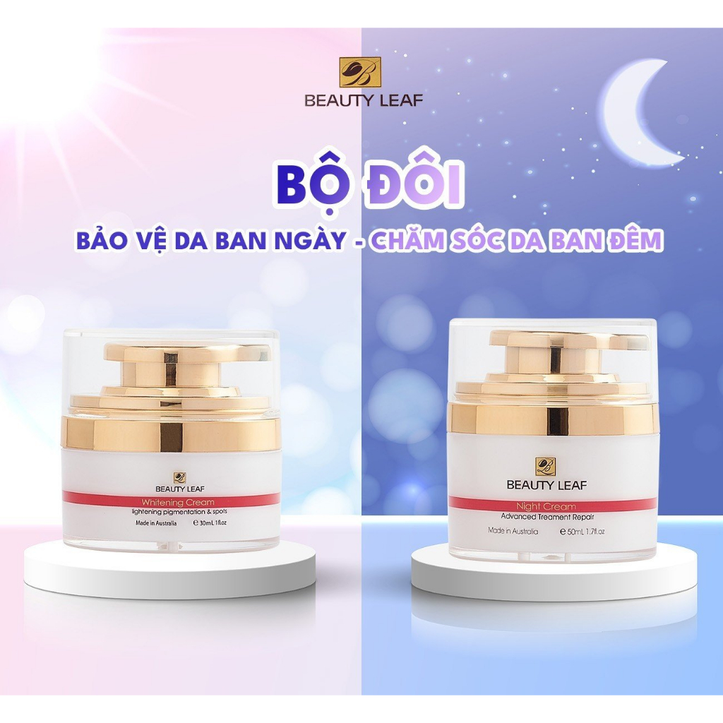 [GOLDEN HEALTH] COMBO KEM DƯỠNG TRẮNG DA, MỜ THÂM SẠM NÁM NGÀY VÀ ĐÊM BEAUTY LEAF