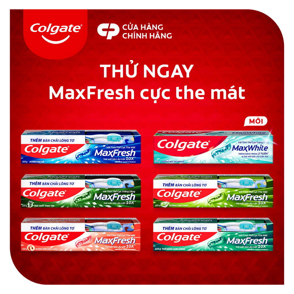 Bộ 3 Kem đánh răng Colgate Maxfresh Bamboo Charcoal 225g/tuýp tặng bàn chải