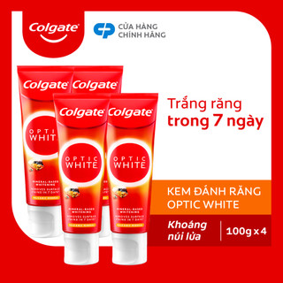 Bộ 4 Kem Đánh Răng Colgate trắng răng Optic White khoáng núi lửa Hàn Quốc 100g