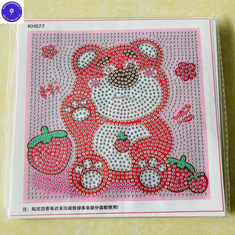 Bộ Tranh Đính Đá Tự Làm Mẫu Gấu Dâu Ngẫu Nhiên Tranh Đính Đá Họa Tiết Đá Đẹp 5D Rèn Luyện Tính Kiên Trì Khéo Léo