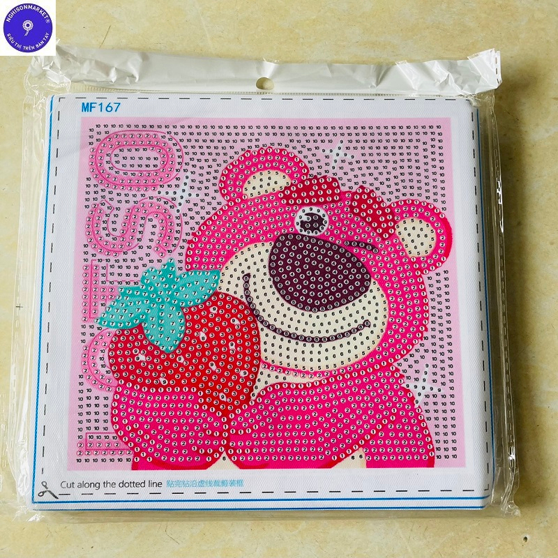 Bộ Tranh Đính Đá Tự Làm Mẫu Gấu Dâu Ngẫu Nhiên Tranh Đính Đá Họa Tiết Đá Đẹp 5D Rèn Luyện Tính Kiên Trì Khéo Léo