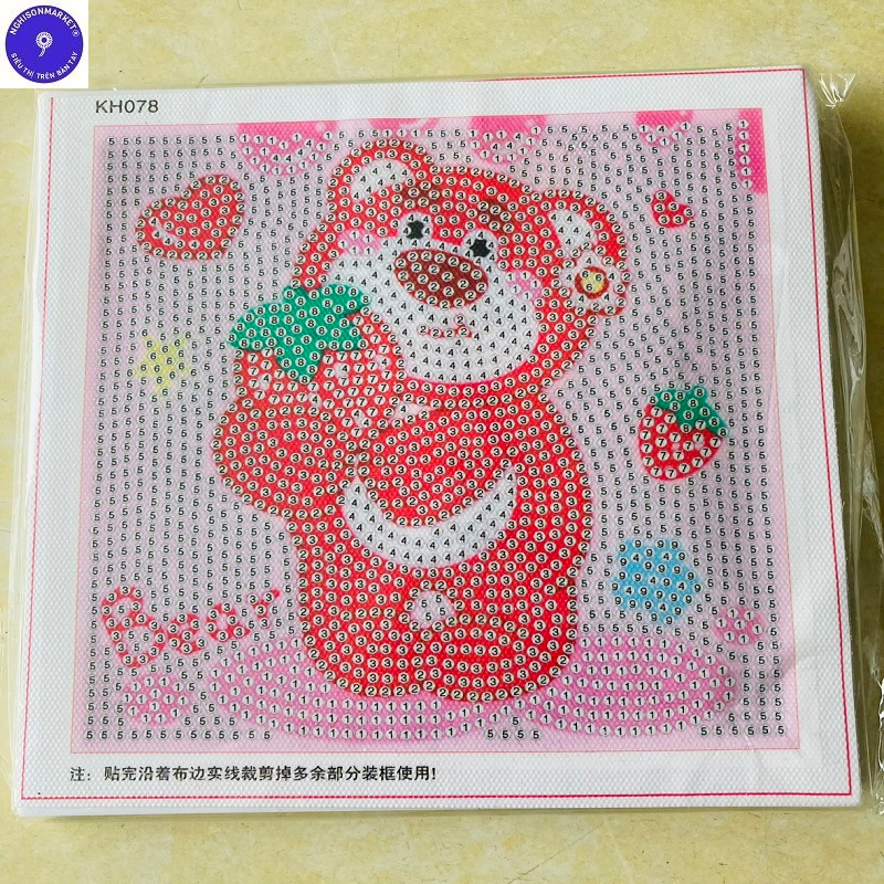 Bộ Tranh Đính Đá Tự Làm Mẫu Gấu Dâu Ngẫu Nhiên Tranh Đính Đá Họa Tiết Đá Đẹp 5D Rèn Luyện Tính Kiên Trì Khéo Léo