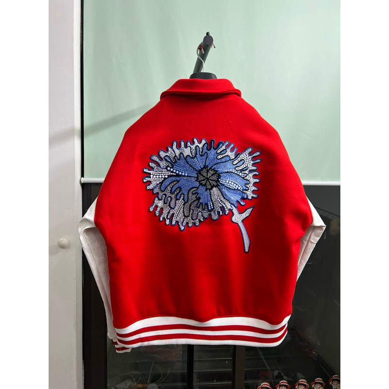 Áo Varsity - Louis Vuitton - LV đỏ tay da Bomber Jacket new SS2023