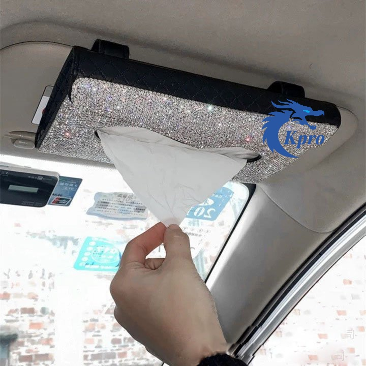 Hộp đựng khăn giấy ô tô đính đá (hàng loại 1) - Hàng Kpro chất lượng cao