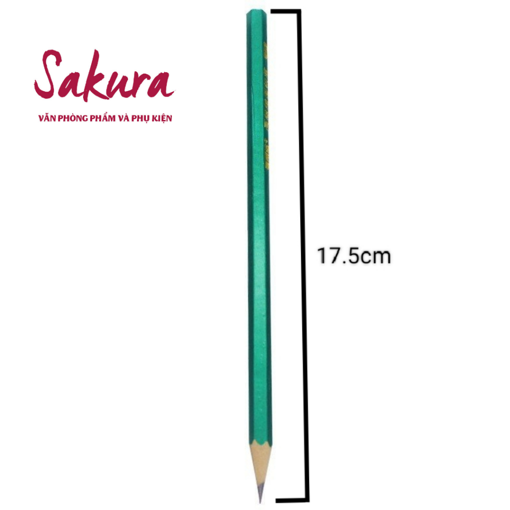 Bút chì gỗ thiên nhiên lục giác HB/2B Sakura màu xanh lá